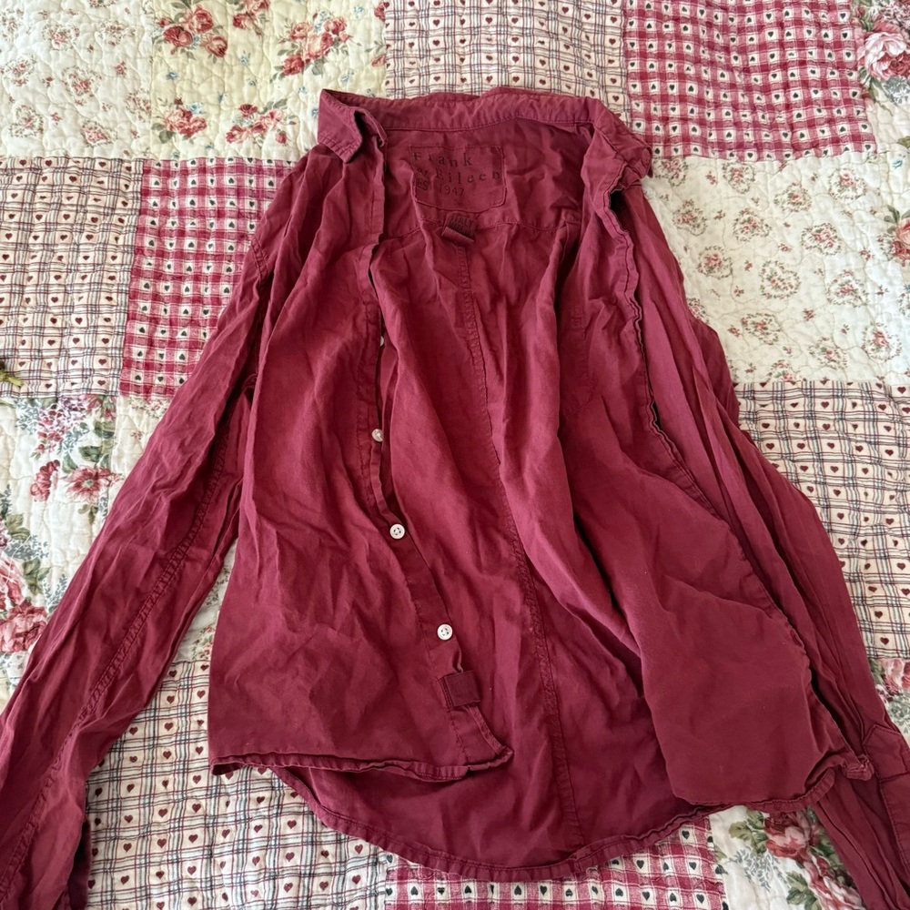 Casual Burgundy Button-Up Shirt